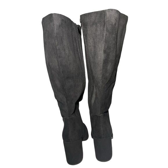 Torrid Jillian Knee High Boots Black Faux Suede Heels Wide Calf Womens 11 WW NWT - Picture 7 of 9